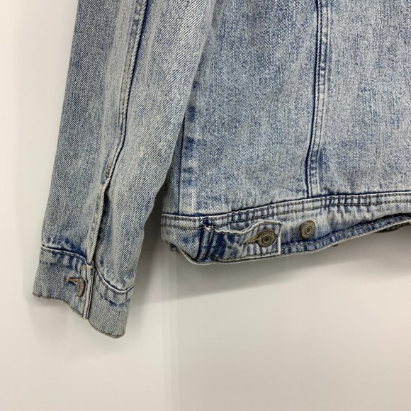 Old Navy Denim Jacket Sherpa Lined Button Light Blue Jean - Picture 10 of 11